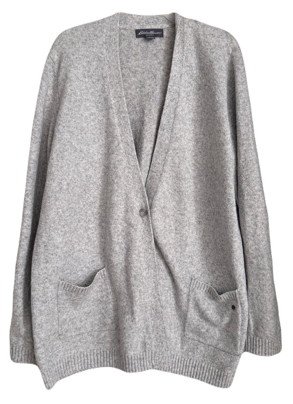 Eddie Bauer Marled Knit One Button Cardigan - Gray XL